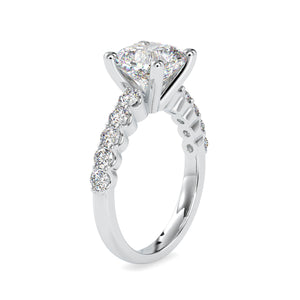 50-Pointer Cushion Cut Solitaire Diamond Shank Platinum Ring JL PT 0111-A   Jewelove.US