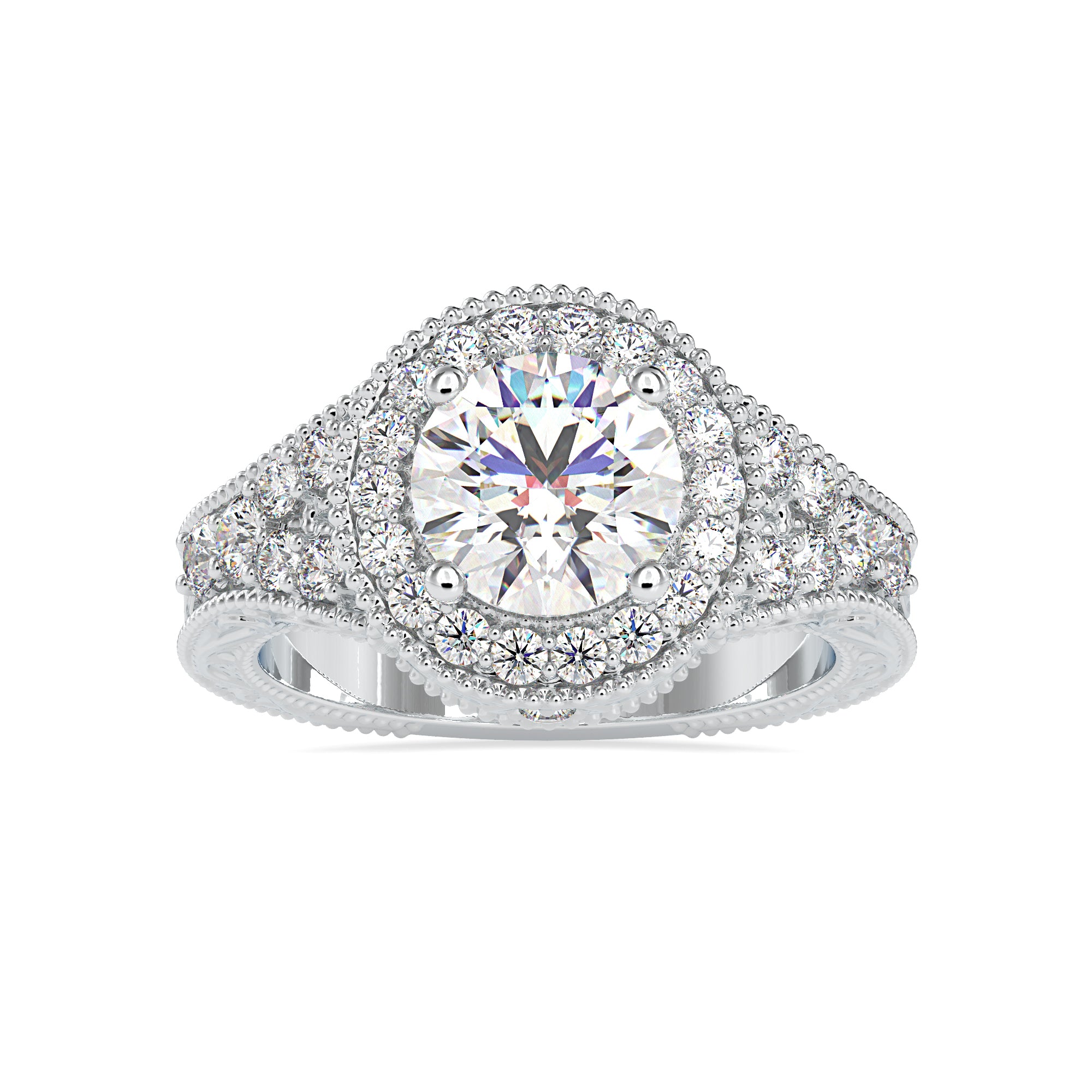 1-Carat Solitaire Halo Diamond Accents Platinum Ring JL PT 0113-A   Jewelove.US