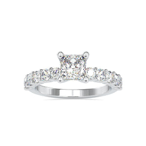 50-Pointer Princess Cut Solitaire Platinum Diamond Shank Ring JL PT 0117-A   Jewelove.US