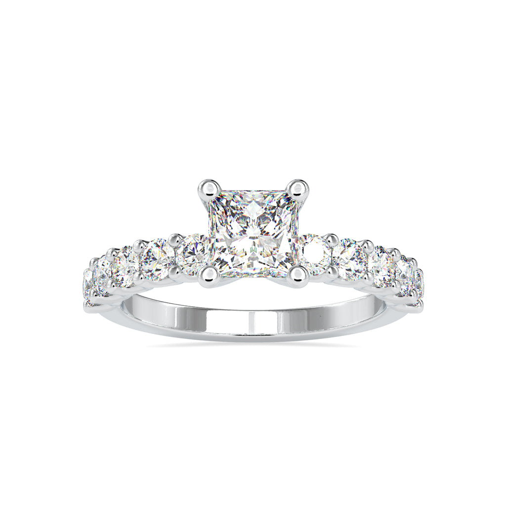 1-Carat Princess Cut Solitaire Platinum Diamond Shank Ring JL PT 0117-C   Jewelove.US