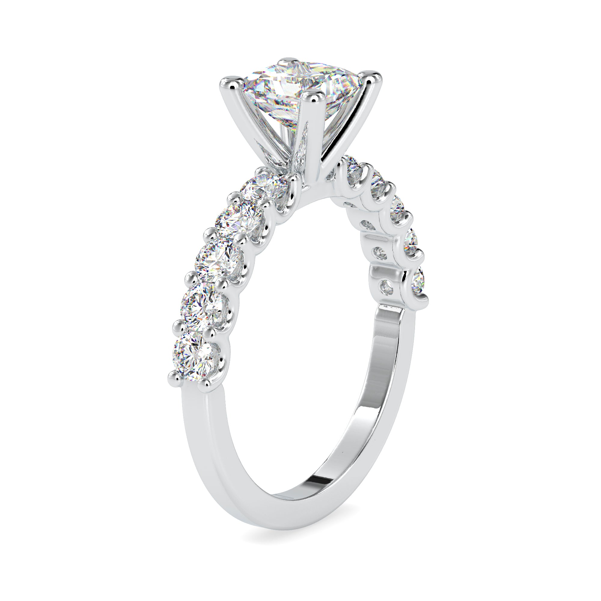 50-Pointer Princess Cut Solitaire Platinum Diamond Shank Ring JL PT 0117-A   Jewelove.US
