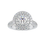 Load image into Gallery viewer, 70-Pointer Solitaire Double Halo Diamond Shank Platinum Ring JL PT 0122-B   Jewelove.US

