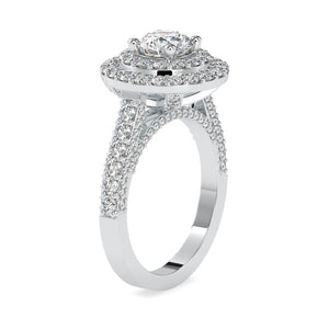 50-Pointer Solitaire Double Halo Diamond Shank Platinum Ring JL PT 0122-A   Jewelove.US