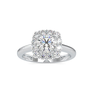 70-Pointer Lab Grown Solitaire Platinum Diamond Halo Engagement Ring JL PT LG G 0148-A