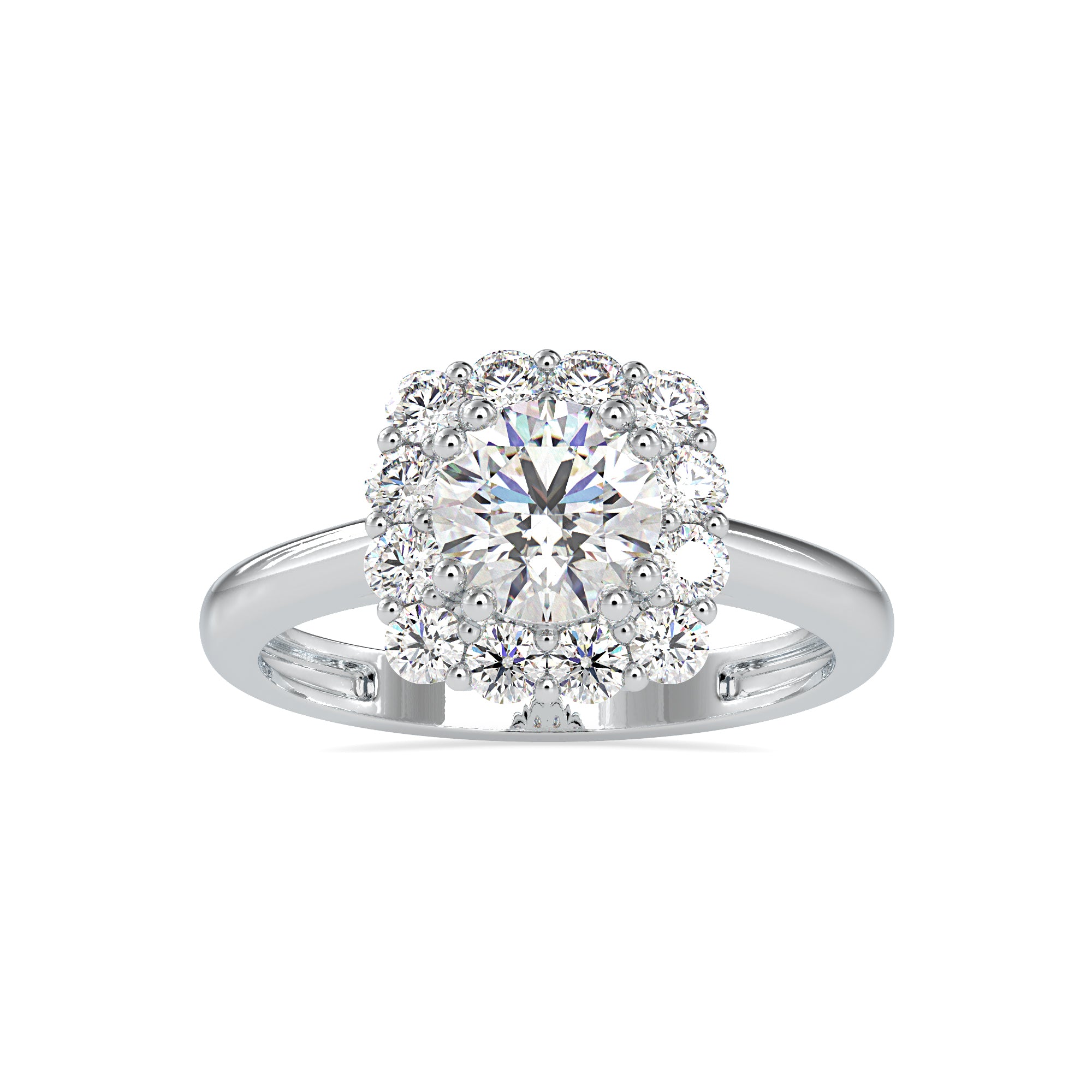 1-Carat Lab Grown Solitaire Platinum Diamond Halo Engagement Ring JL PT LG G 0148-B
