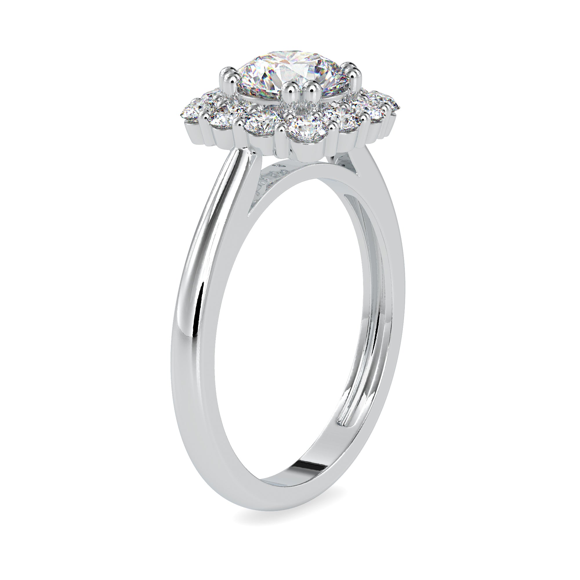 1-Carat Lab Grown Solitaire Platinum Diamond Halo Engagement Ring JL PT LG G 0148-B