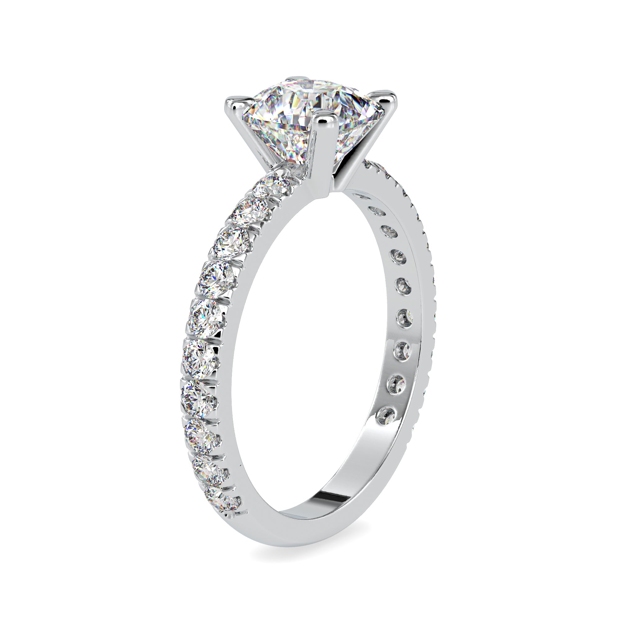 70-Pointer Solitaire Diamond Shank Platinum Ring JL PT 0154-B   Jewelove.US