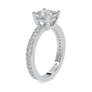70-Pointer Princess Cut Solitaire Platinum Diamond Shank Ring JL PT 0155-B   Jewelove.US