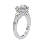 Load image into Gallery viewer, 70-Pointer Solitaire Halo Diamond Accents Shank Platinum Ring JL PT 0156-A   Jewelove.US
