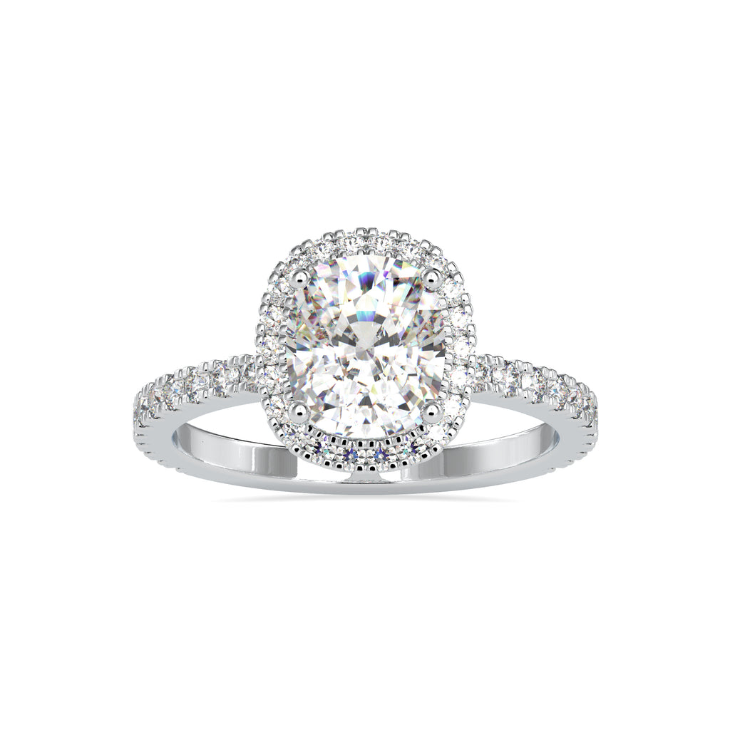70-Pointer Solitaire Halo Diamond Shank Platinum Ring JL PT 0162-B   Jewelove.US
