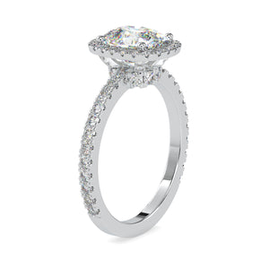 50-Pointer Solitaire Halo Diamond Shank Platinum Ring JL PT 0162-A   Jewelove.US