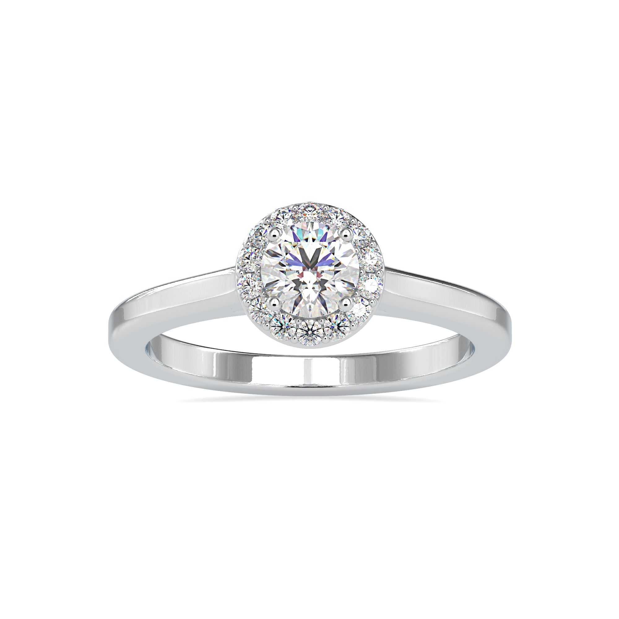 1.50-Carat Lab Grown Solitaire Single Halo Diamond Platinum Engagement Ring JL PT LG G 0200-C