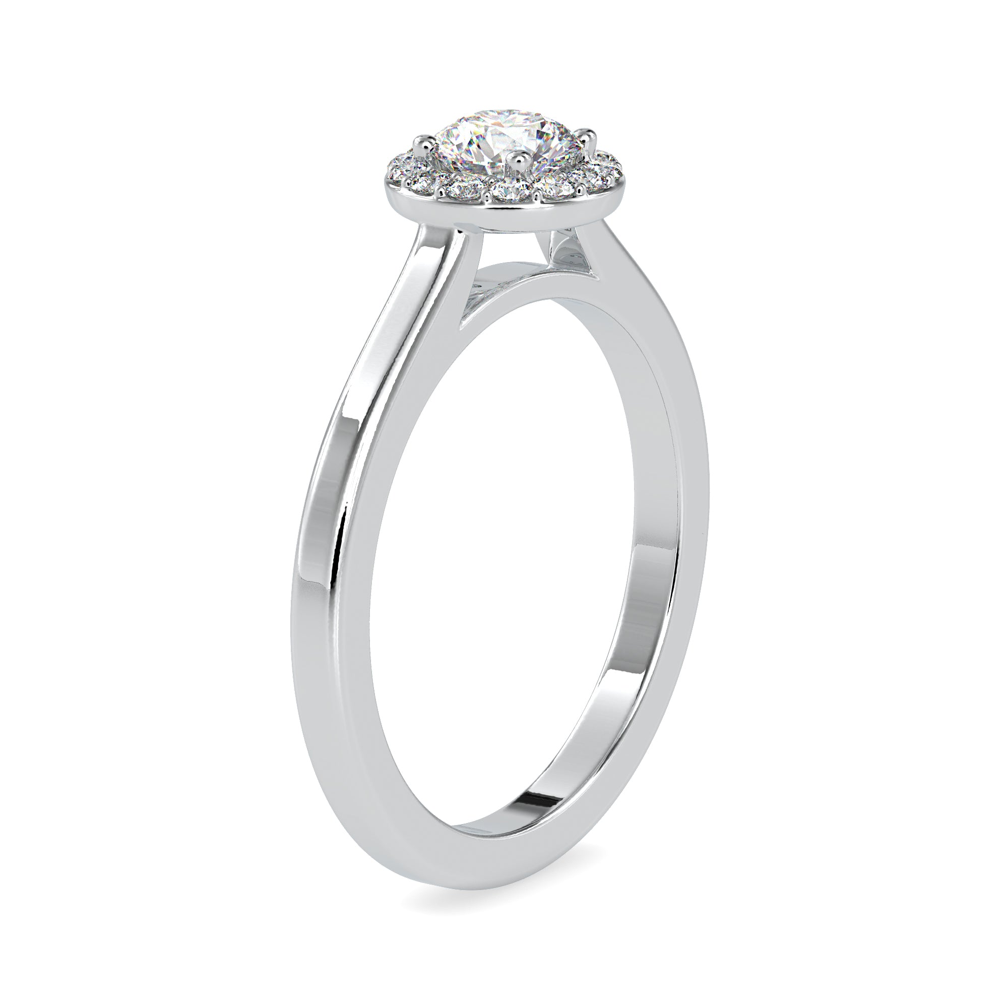 50-Pointer Lab Grown Solitaire Single Halo Diamond Platinum Engagement Ring JL PT LG G 0200