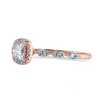 Load image into Gallery viewer, 50-Pointer Cushion Cut Solitaire Halo Diamonds with Marquise cut Diamonds Accents 18K Rose Gold Ring JL AU 1271R-A   Jewelove.US
