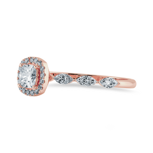 50-Pointer Cushion Cut Solitaire Halo Diamonds with Marquise cut Diamonds Accents 18K Rose Gold Ring JL AU 1271R-A   Jewelove.US