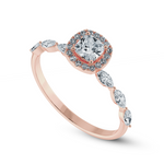 Load image into Gallery viewer, 50-Pointer Cushion Cut Solitaire Halo Diamonds with Marquise cut Diamonds Accents 18K Rose Gold Ring JL AU 1271R-A   Jewelove.US
