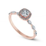 Load image into Gallery viewer, 30-Pointer Cushion Cut Solitaire Halo Diamonds with Marquise cut Diamonds Accents 18K Rose Gold Ring JL AU 1271R   Jewelove.US
