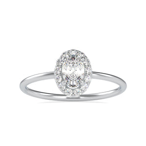 70-Pointer Oval Cut Solitaire Platinum Halo Diamond Ring JL PT 0626-B   Jewelove.US