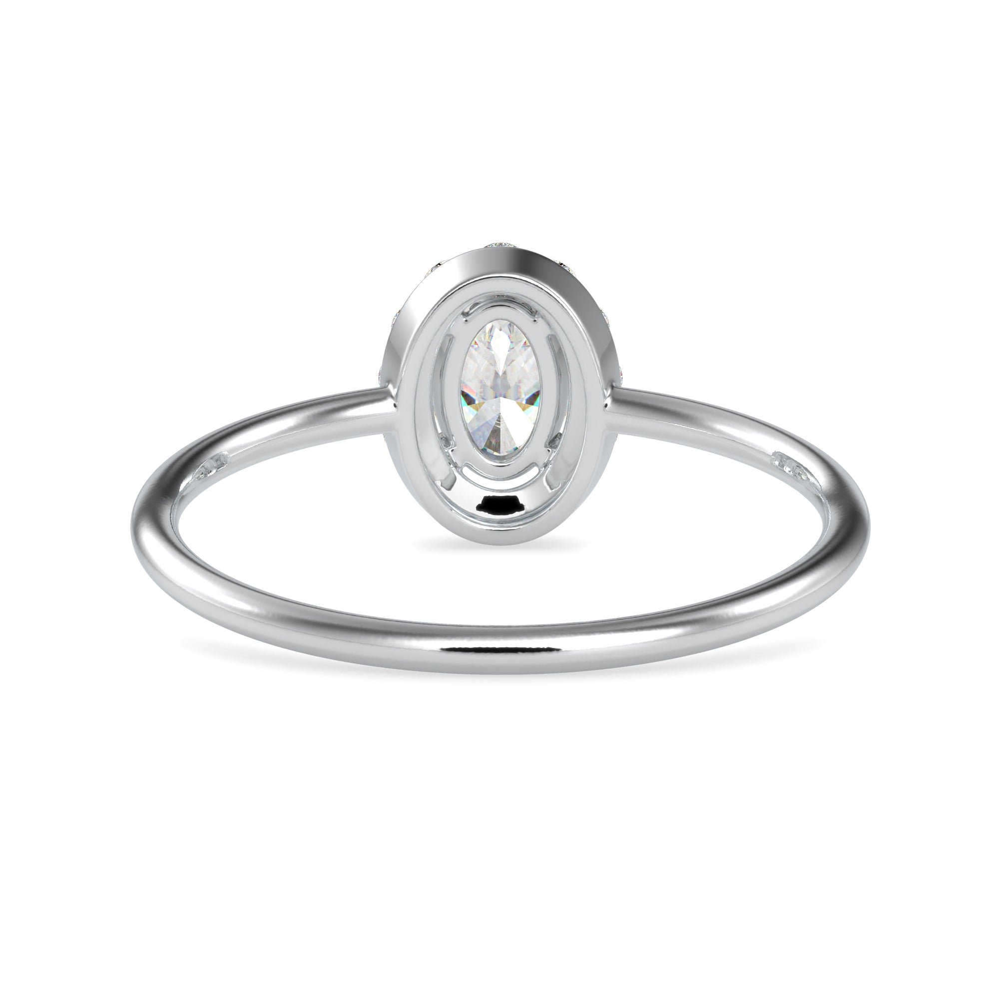 70-Pointer Oval Cut Solitaire Platinum Halo Diamond Ring JL PT 0626-B   Jewelove.US
