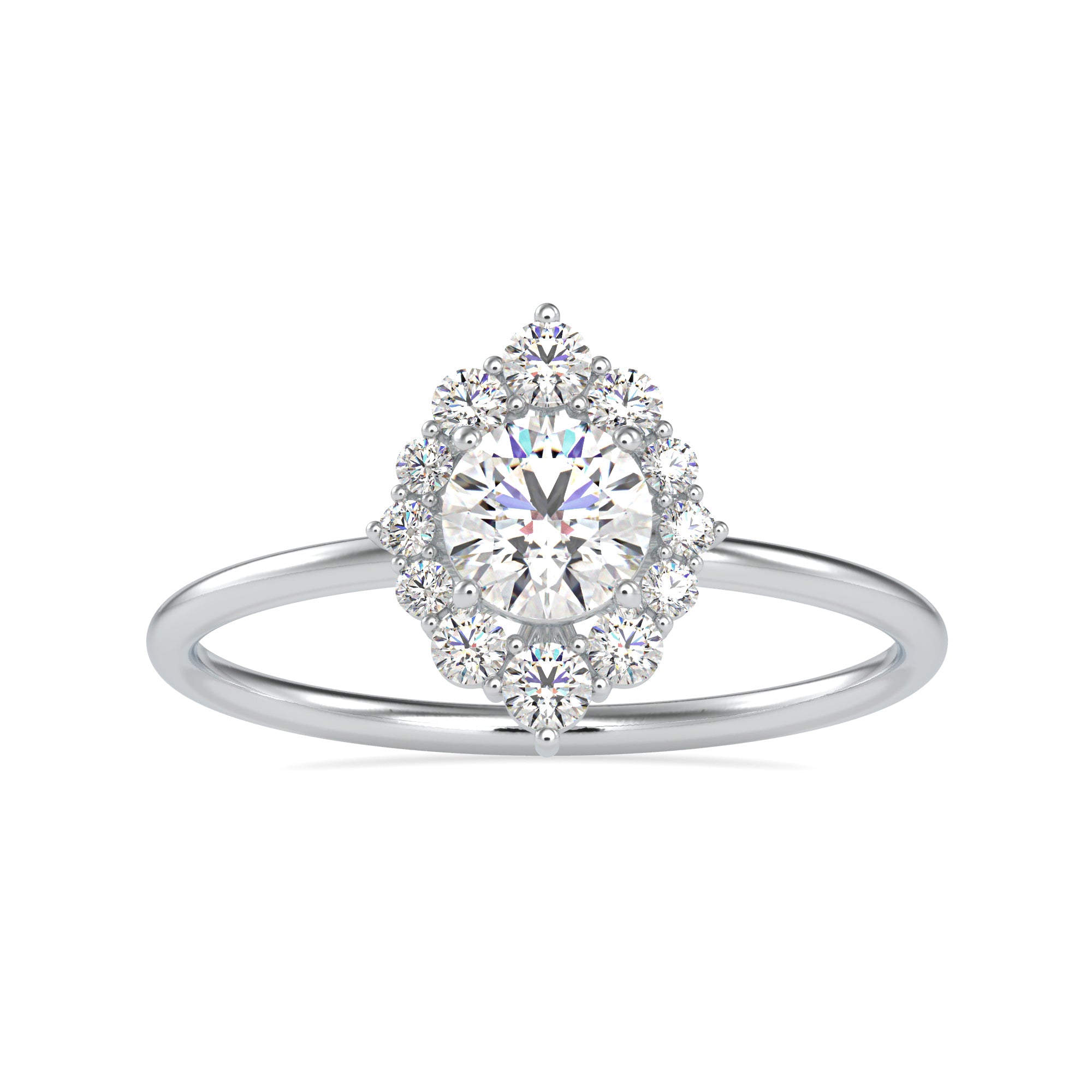 70-Pointer Lab Grown Solitaire Platinum Diamond Halo Engagement Ring JL PT LG G 0662-A