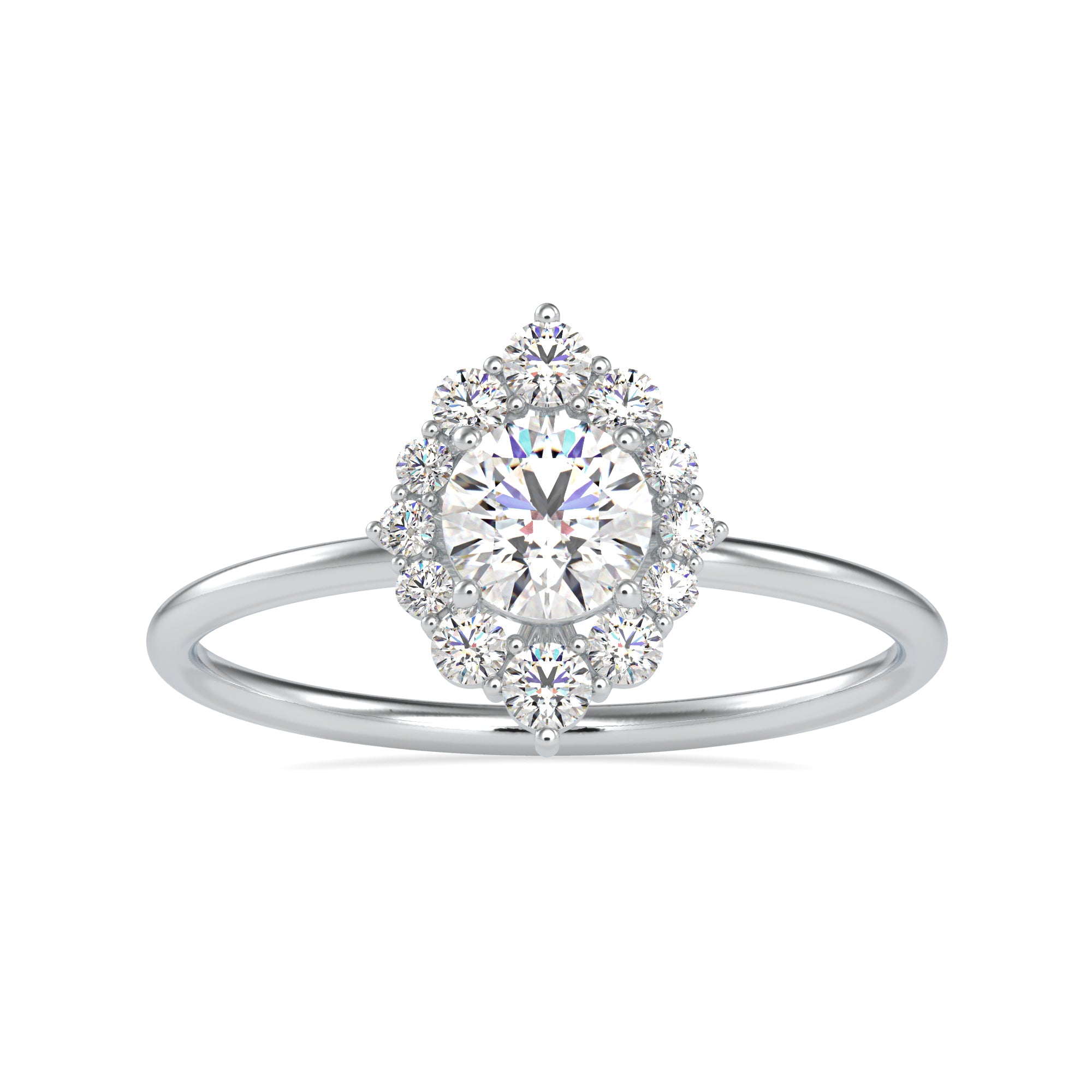 1-Carat Lab Grown Solitaire Diamond Halo Platinum Engagement Ring JL PT LG 0662-B