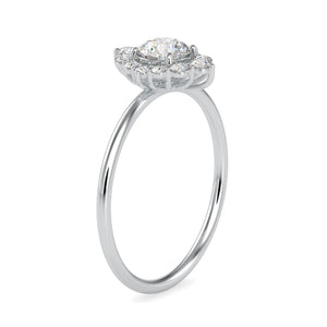 70-Pointer Lab Grown Solitaire Platinum Diamond Halo Engagement Ring JL PT LG G 0662-A