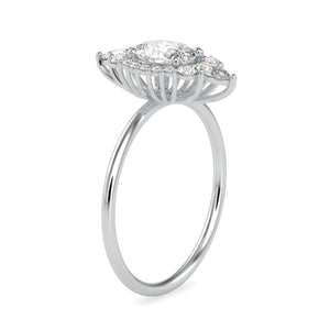 70-Pointer Oval Cut Solitaire with Pear & Brilliant Round Cut Diamond Designer Platinum Ring JL PT 0665-B   Jewelove.US