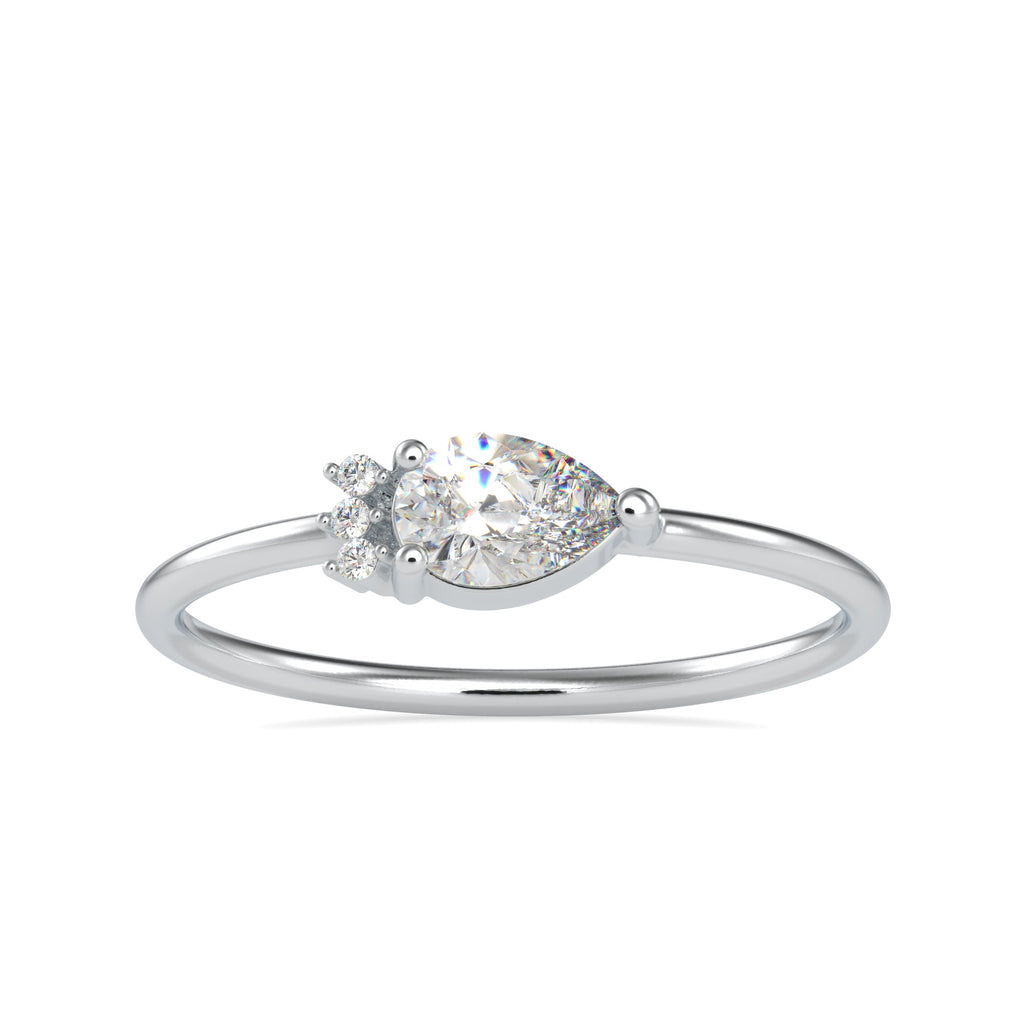50-Pointer Pear cut Solitaire Platinum Ring with Round Brilliant Cut Diamond JL PT 0675-A   Jewelove.US