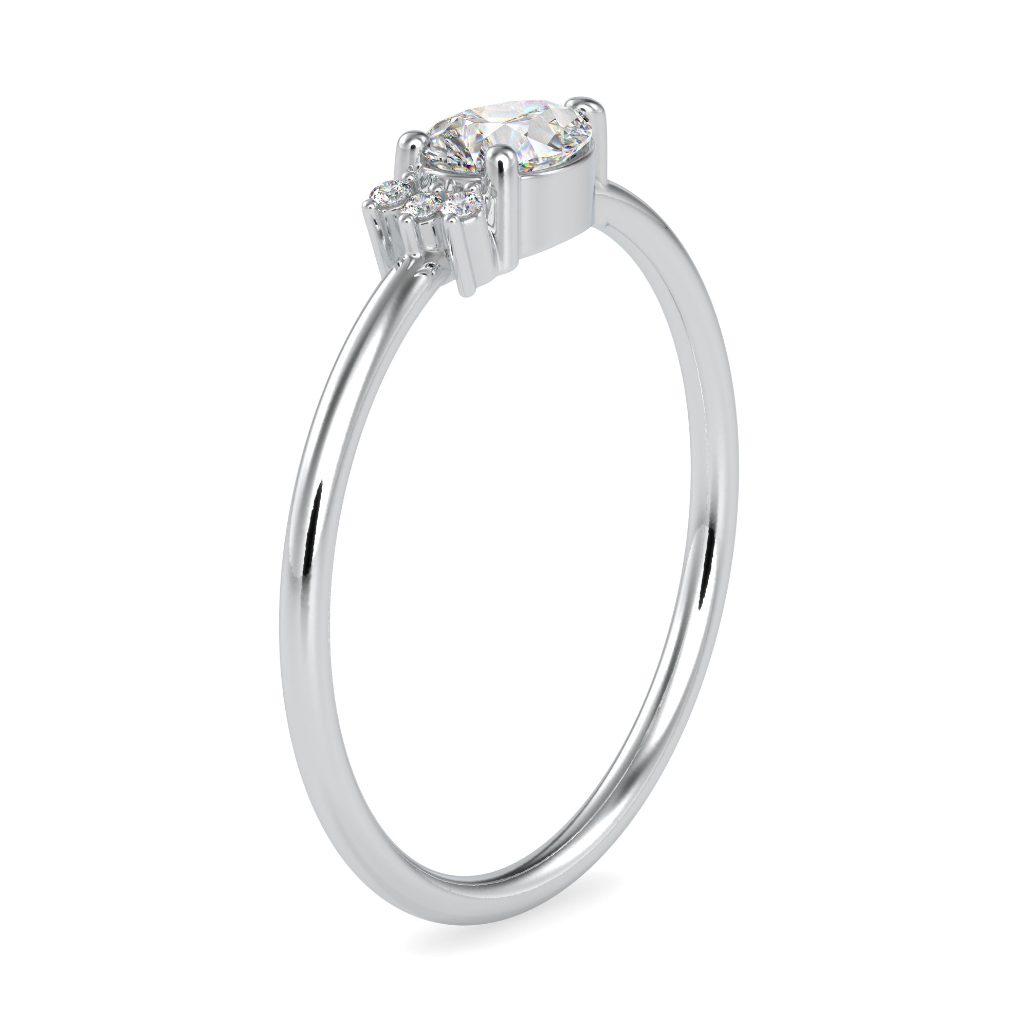 50-Pointer Pear cut Solitaire Platinum Ring with Round Brilliant Cut Diamond JL PT 0675-A   Jewelove.US