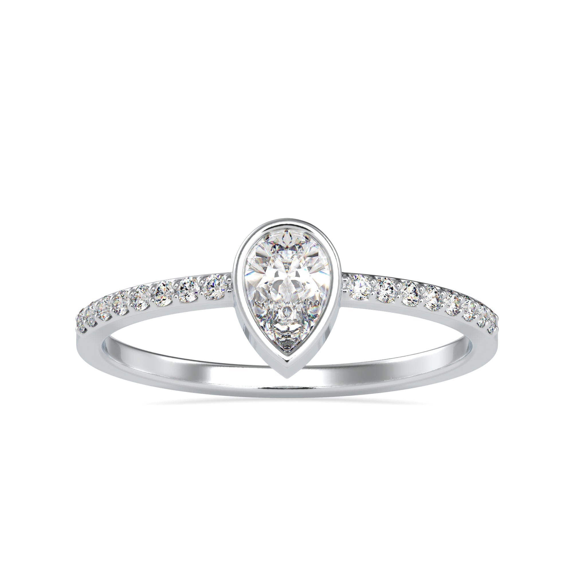 70-Pointer Pear Cut Solitaire Platinum Diamond Shank Ring JL PT 0679-B   Jewelove.US