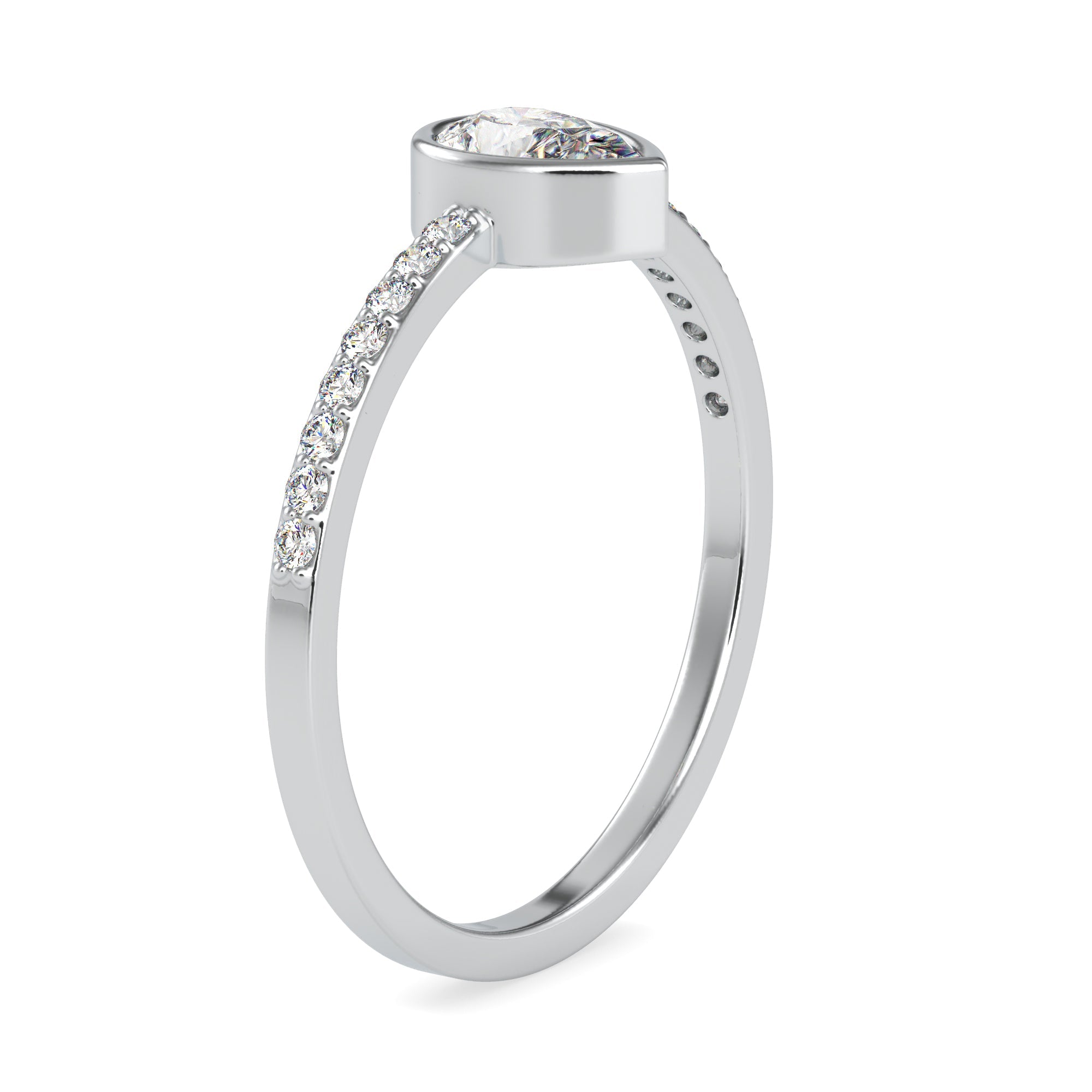 50-Pointer Pear Cut Solitaire Platinum Diamond Shank Ring JL PT 0679-A   Jewelove.US