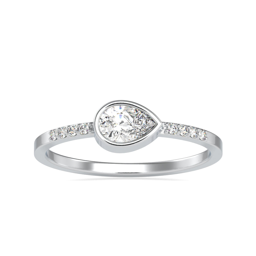 50-Pointer Pear Cut Solitaire Diamond Accents Platinum Ring JL PT 0682-A   Jewelove.US