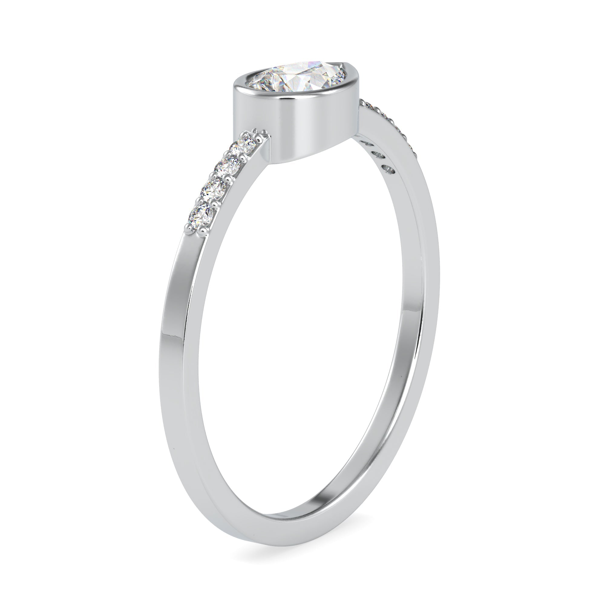 50-Pointer Pear Cut Solitaire Diamond Accents Platinum Ring JL PT 0682-A   Jewelove.US