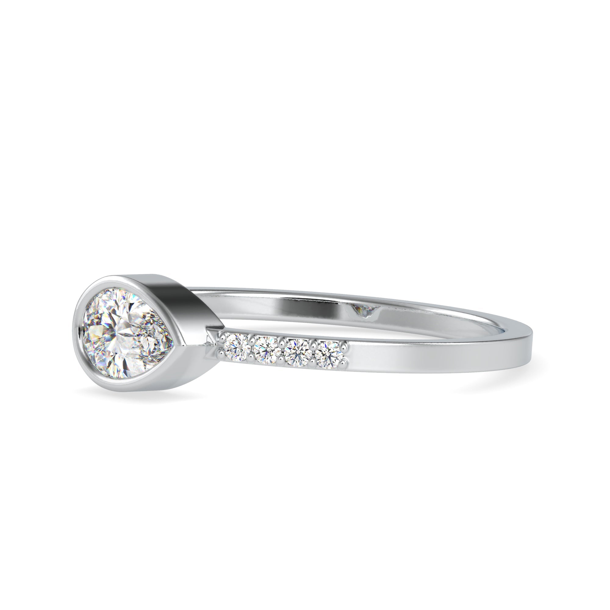 70-Pointer Pear Cut Solitaire Diamond Accents Platinum Ring JL PT 0682-B   Jewelove.US