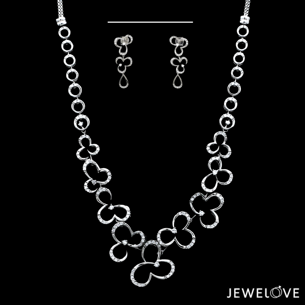 Platinum Evara Diamond Necklace & Earrings Set JL PT NE 340  Necklace-Set-VVS-GH Jewelove.US