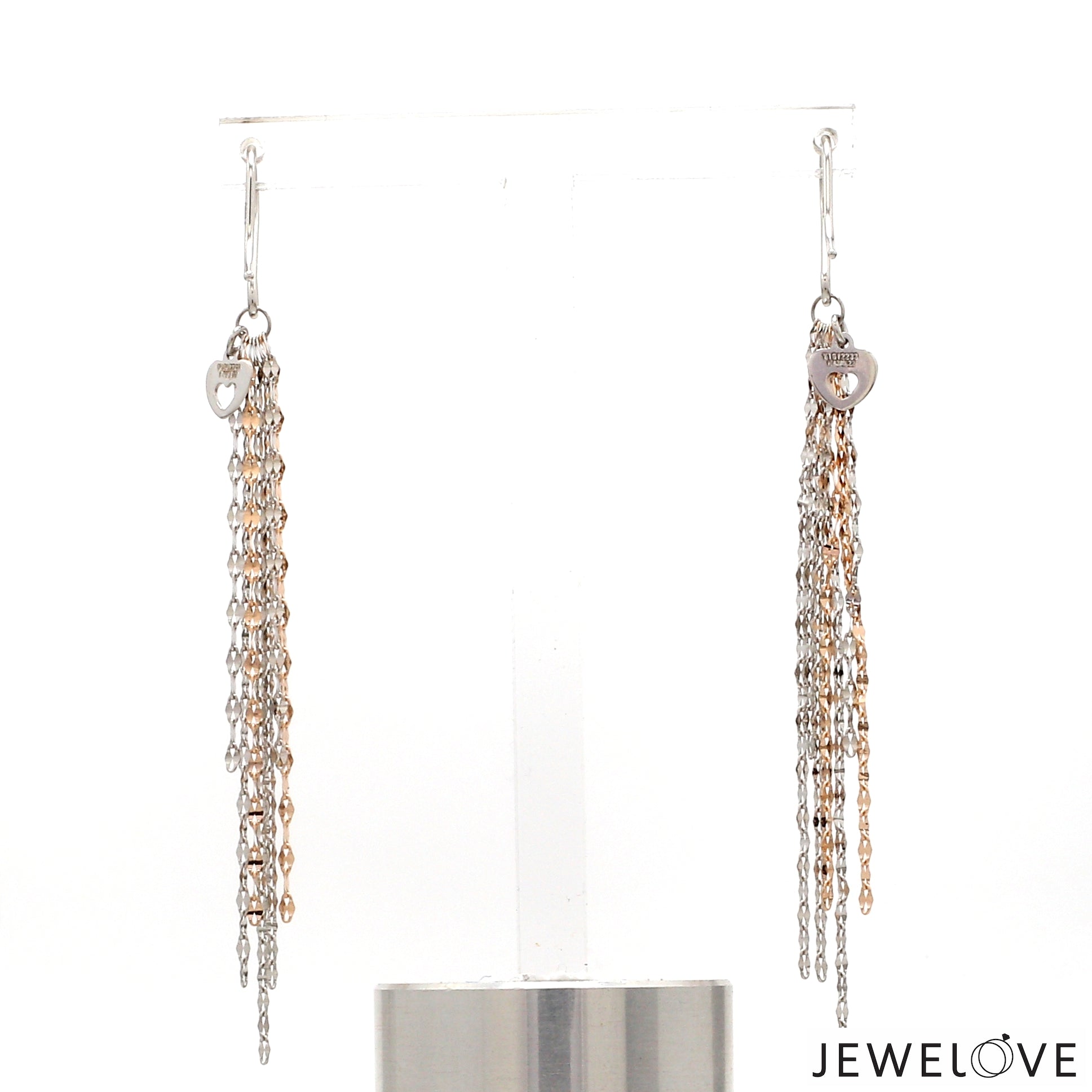 Japanese 5 Line Platinum Fantasy Light Weight Earrings with Rose Gold for Women JL PT E 1369