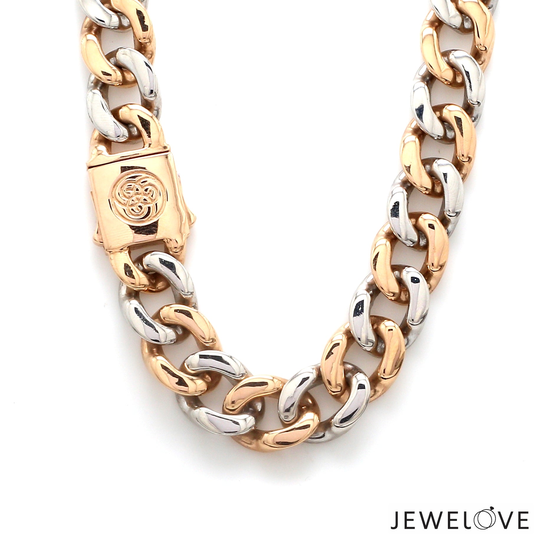 14mm Heavy Platinum & Rose Gold Chain for Men JL PT CH 1003-A   Jewelove.US