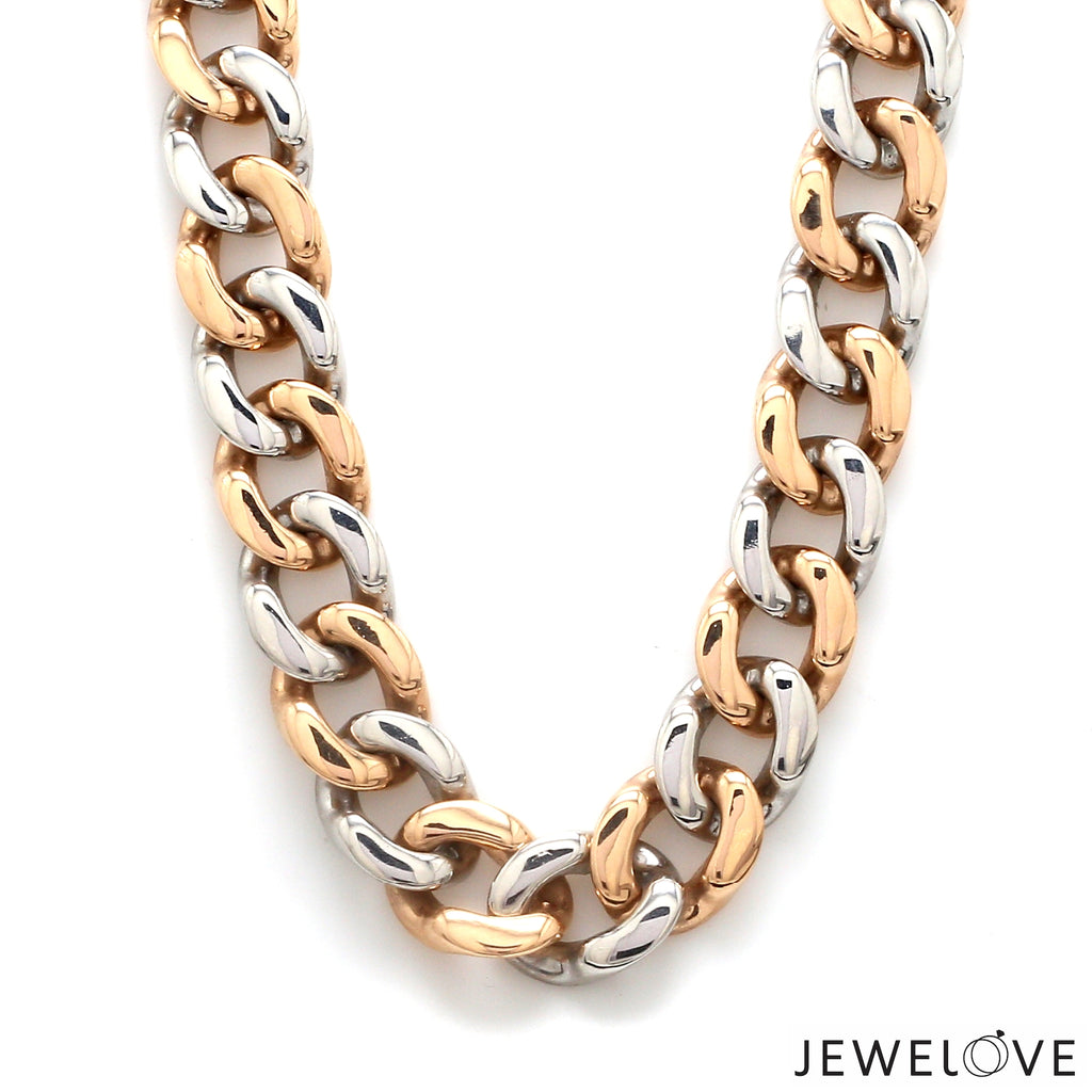 14mm Heavy Platinum & Rose Gold Chain for Men JL PT CH 1003-A   Jewelove.US