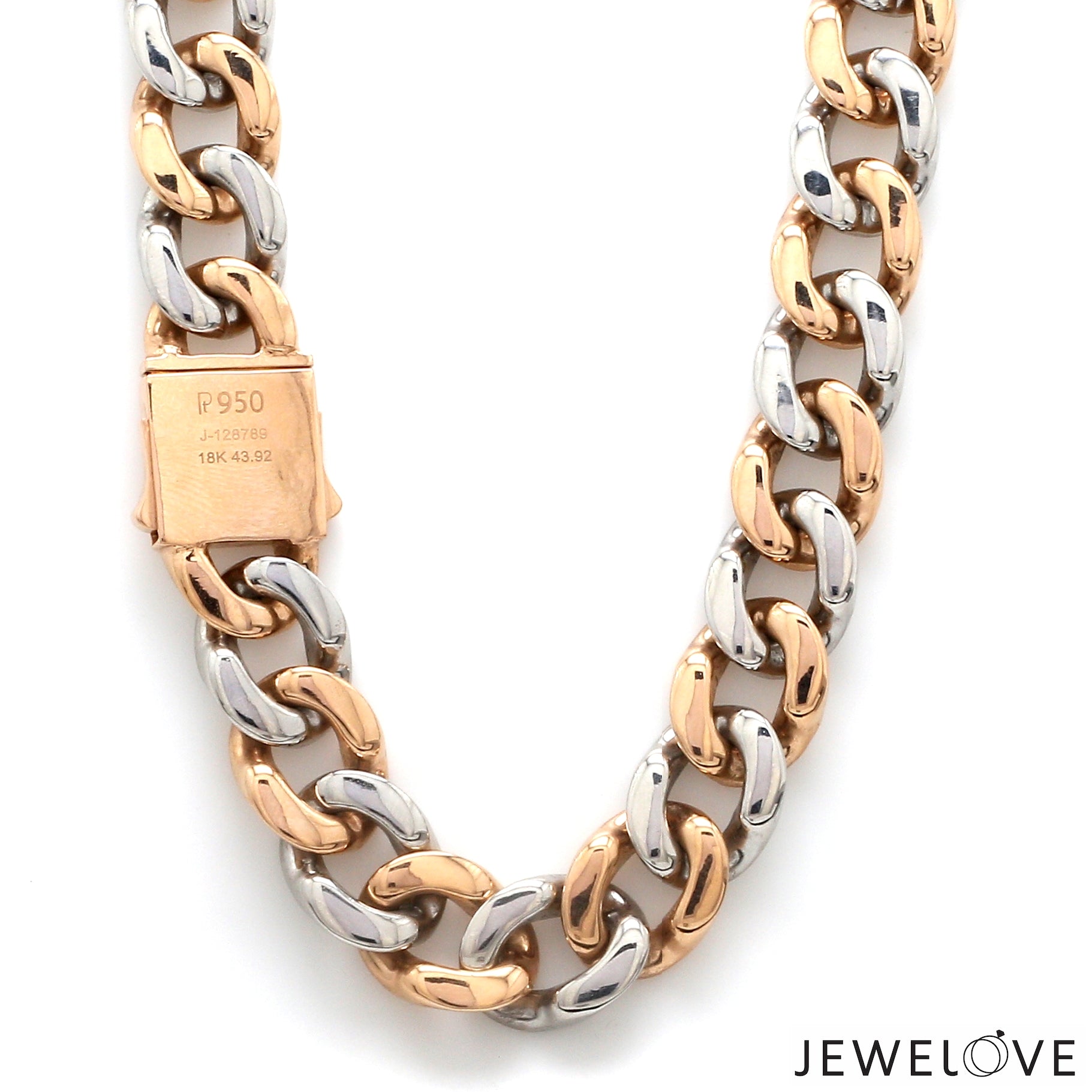 14mm Heavy Platinum & Rose Gold Chain for Men JL PT CH 1003-A   Jewelove.US