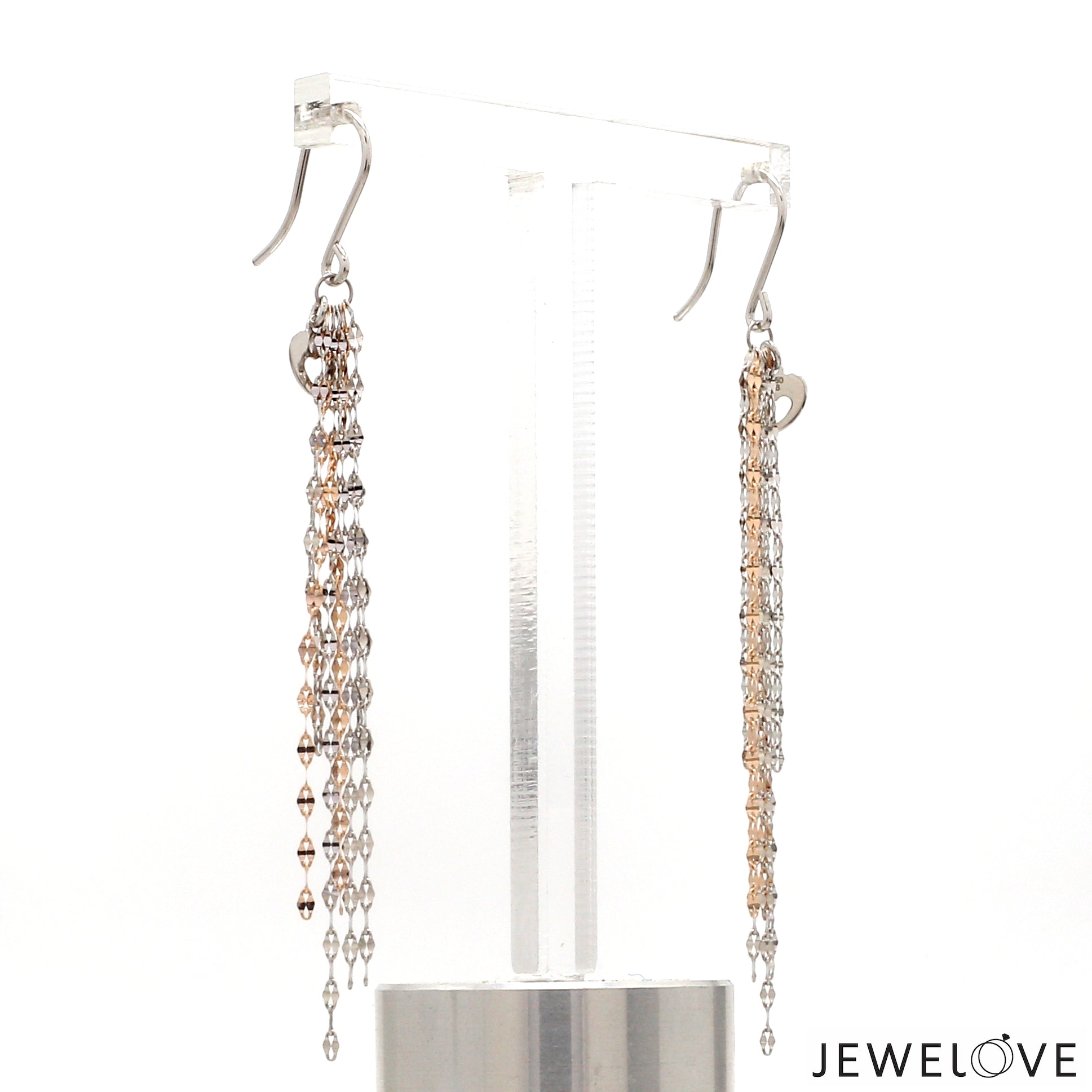 Japanese 5 Line Platinum Fantasy Light Weight Earrings with Rose Gold for Women JL PT E 1369