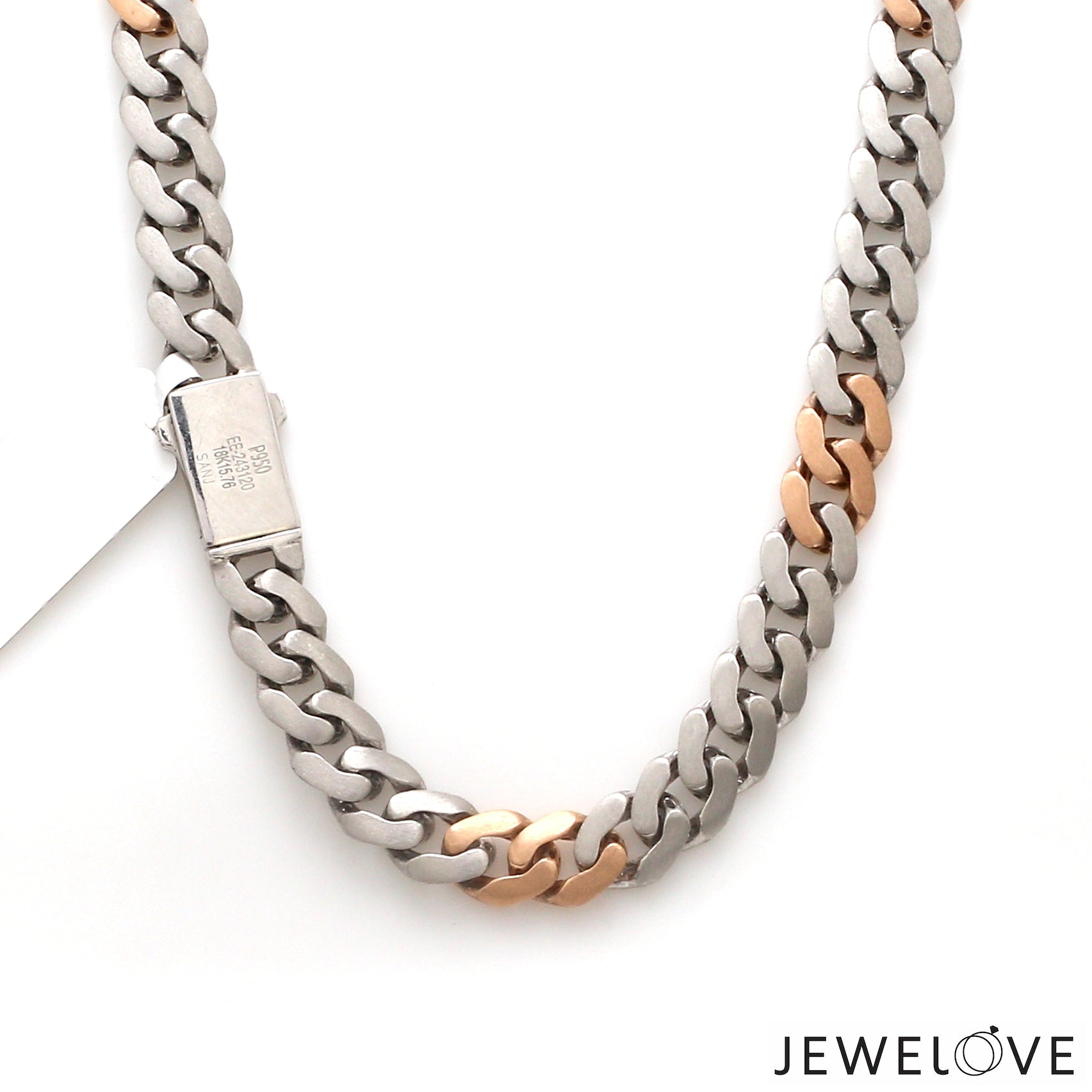 Men of Platinum | 8.5mm Double Side Matte & Hi-Polish Rose Gold Heavy Chain for Men JL PT CH 1332
