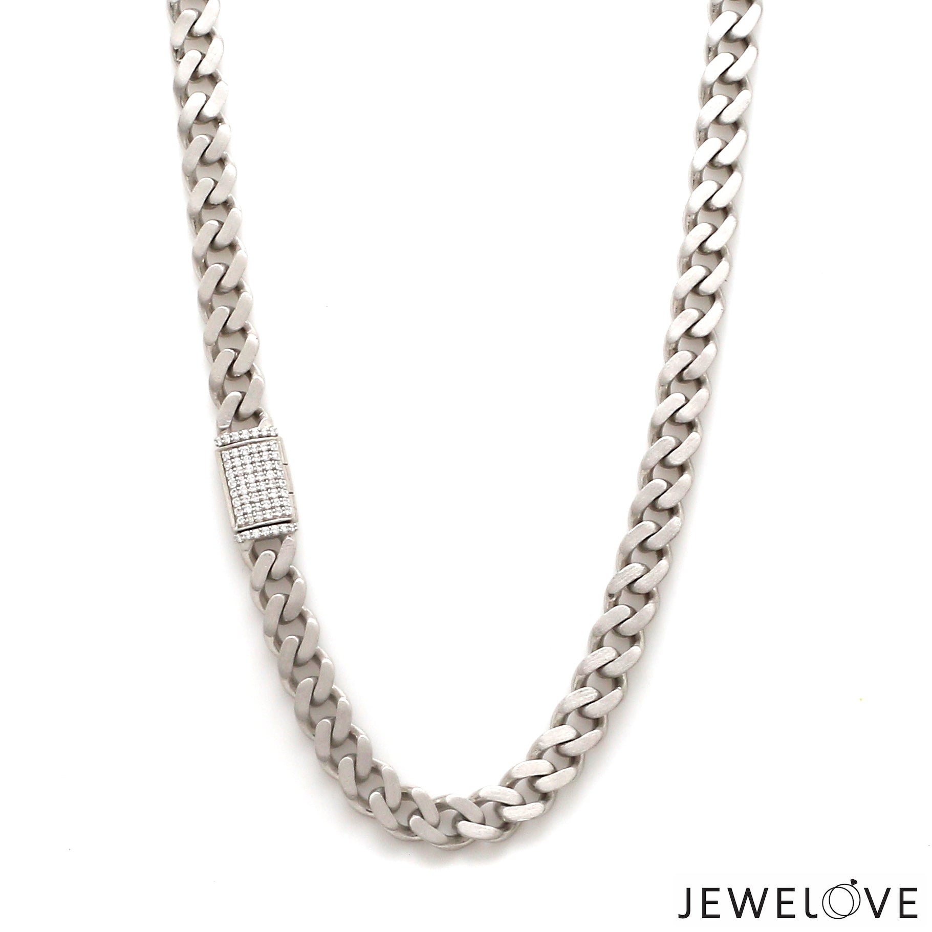 Men of Platinum | 6mm Platinum Cuban Diamond Lock Chain with Brush Finish for Men JL PT CH 1329-A