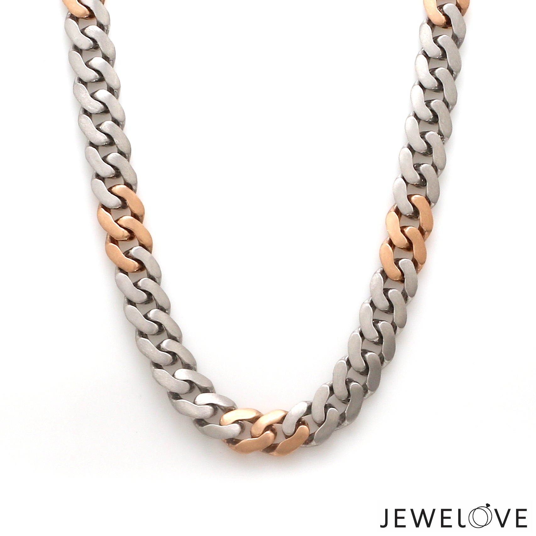 Men of Platinum | 8.5mm Double Side Matte & Hi-Polish Rose Gold Heavy Chain for Men JL PT CH 1332