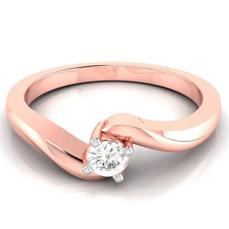 10-Pointer Diamond 18K Rose Gold Ring for Women with a Curve JL AU G 117R   Jewelove.US