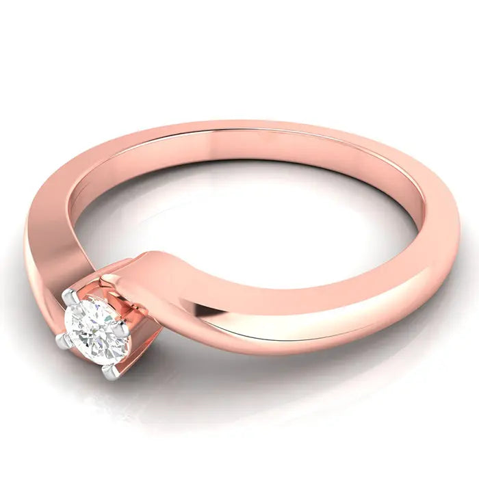 10-Pointer Diamond 18K Rose Gold Ring for Women with a Curve JL AU G 117R   Jewelove.US