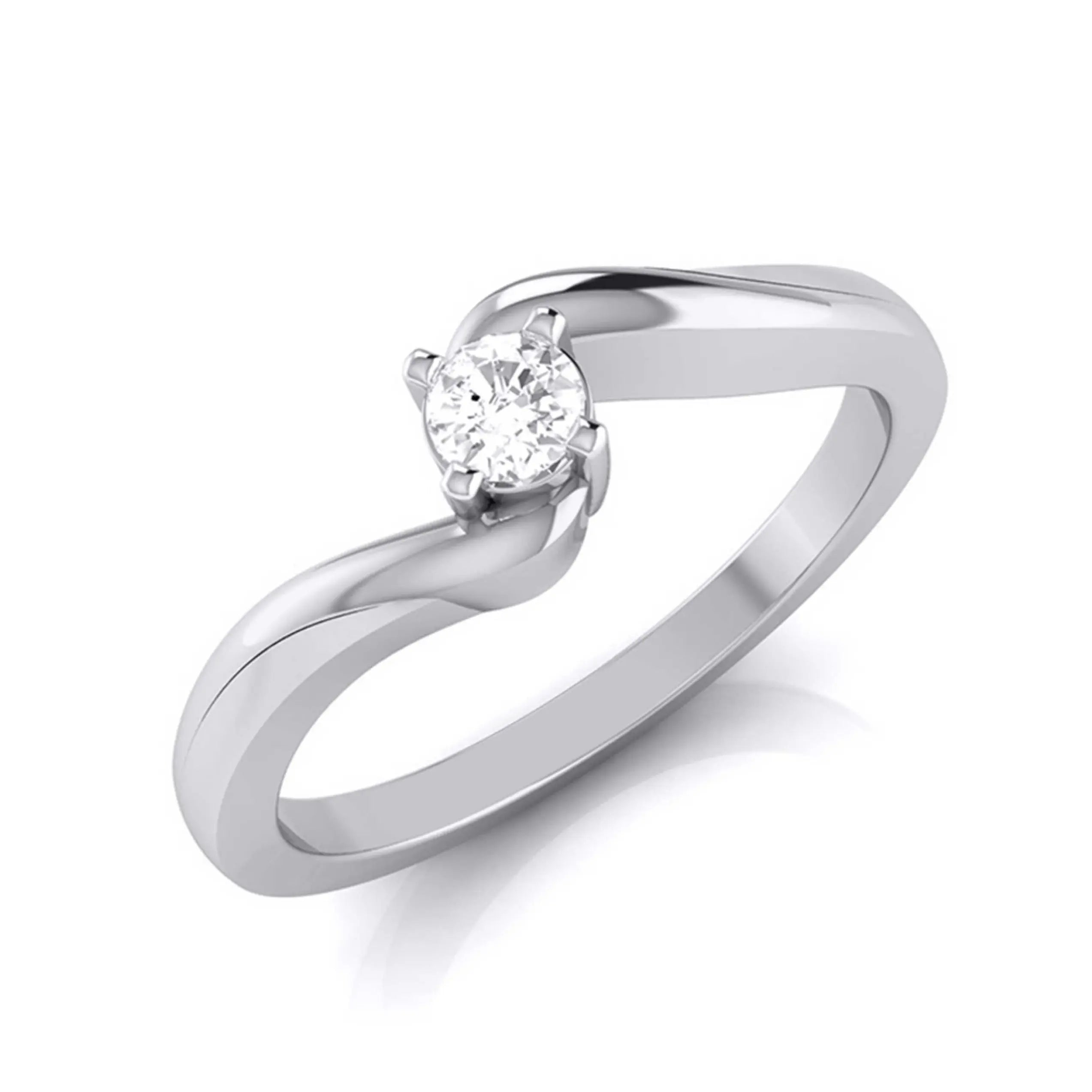 10-Pointer Platinum Diamond Ring for Women with a Curve JL PT G 117   Jewelove.US