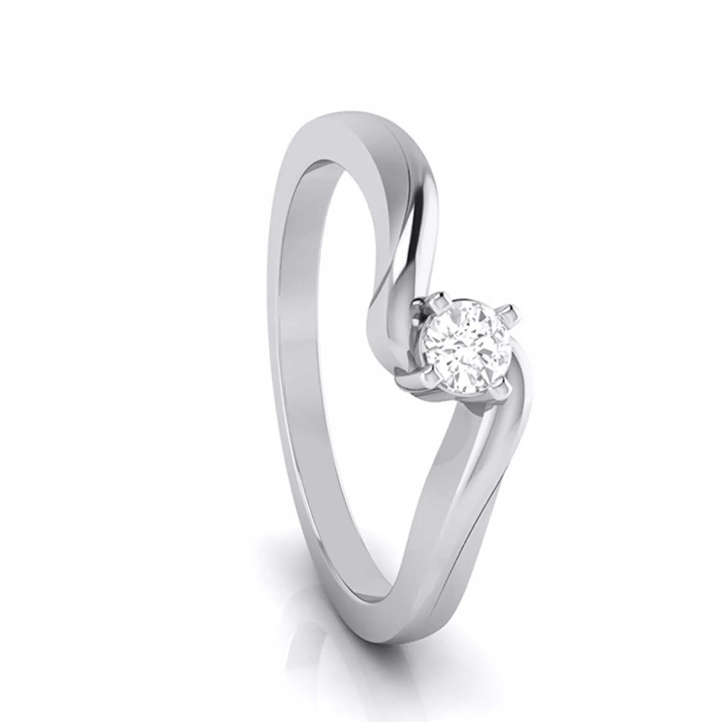 10-Pointer Platinum Diamond Ring for Women with a Curve JL PT G 117   Jewelove.US