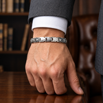 Load image into Gallery viewer, Men of Platinum | 7mm Platinum Classic Bracelet with Black Enamel for Men JL PTB 1372
