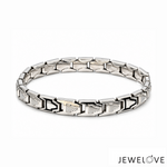 Load image into Gallery viewer, Men of Platinum | 7mm Platinum Classic Bracelet with Black Enamel for Men JL PTB 1372
