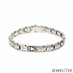 Load image into Gallery viewer, Men of Platinum | 7mm Platinum Classic Bracelet with Black Enamel for Men JL PTB 1372
